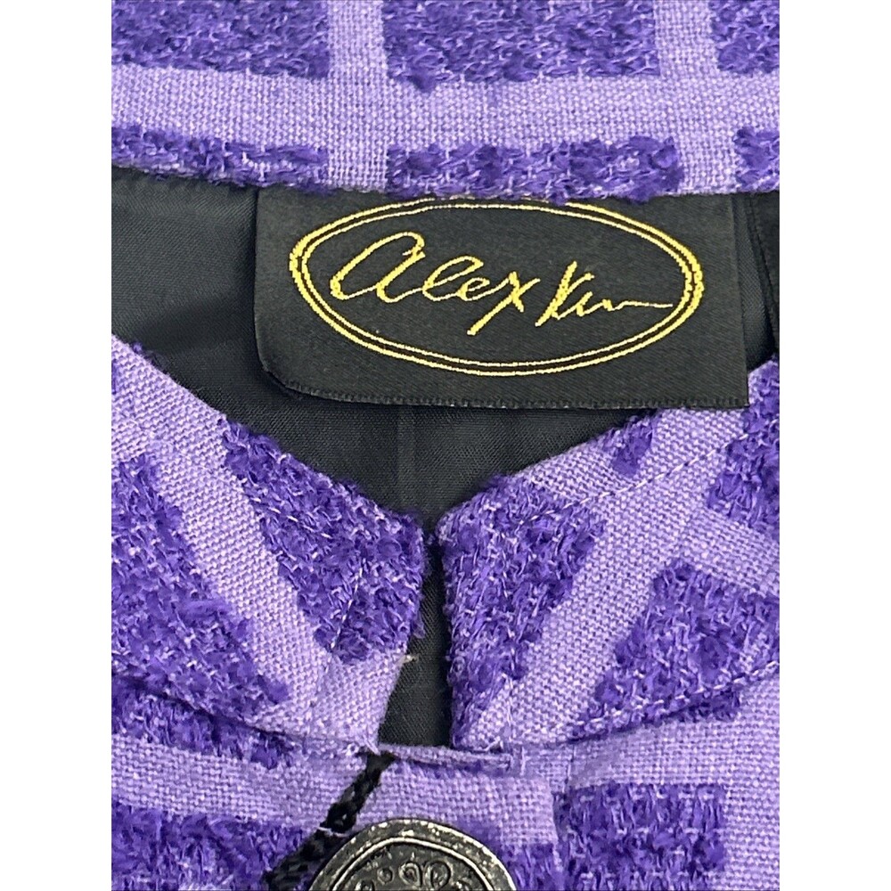 Vintage Alex Kim Women’s purple Button  Jacket, Beaded Embroidered Flowers Sz 1X - Picture 13 of 16